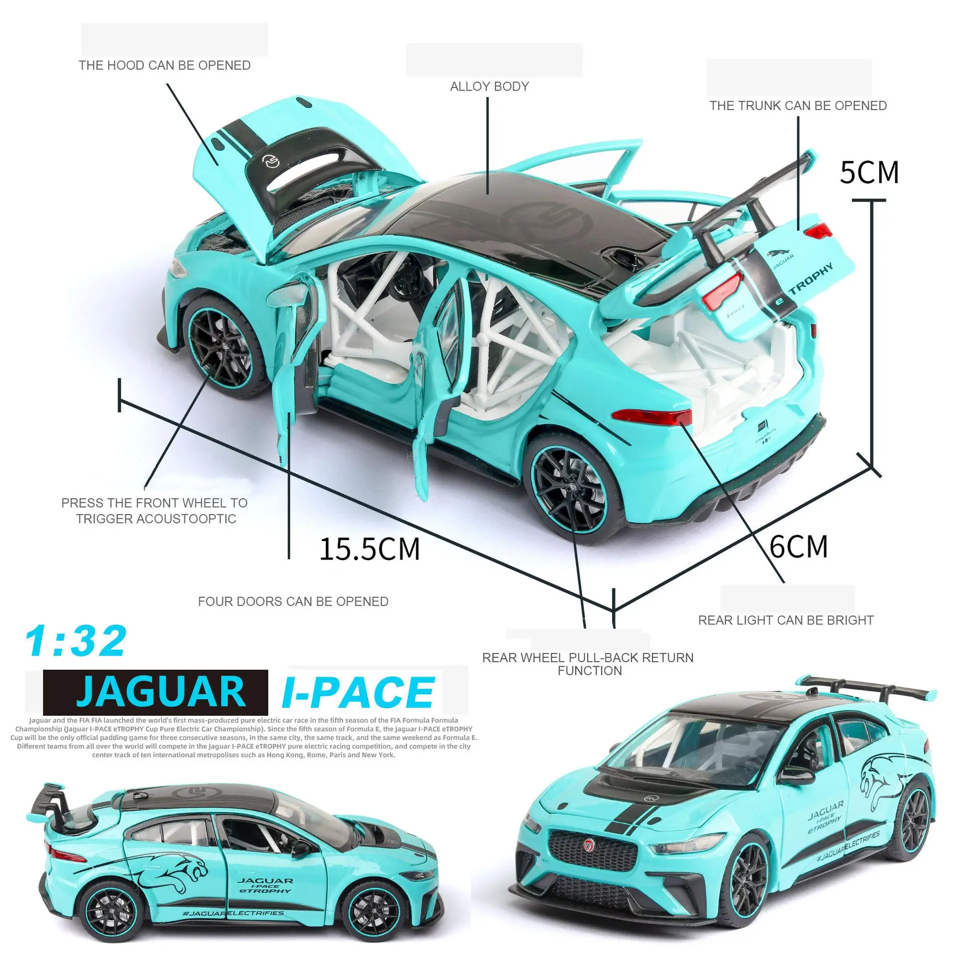 

The Fast and the Furious 1:32 I-PACE Vehicles Alloy Diecast Car Model Toys With Pull Back Sound Light For Children Kids Toys