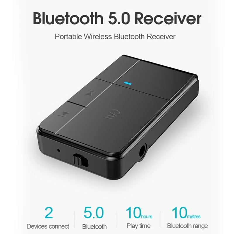 

Bluetooth Receiver,Aux Bluetooth Car Transmitter for Wired Headphones and Home Stereo Noise Cancelling Bluetooth 5.0