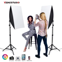 yizhestudio studio kits 50x70cm lighting softbox with e27 258w lamp holder 2m light stand photo studio soft box kit