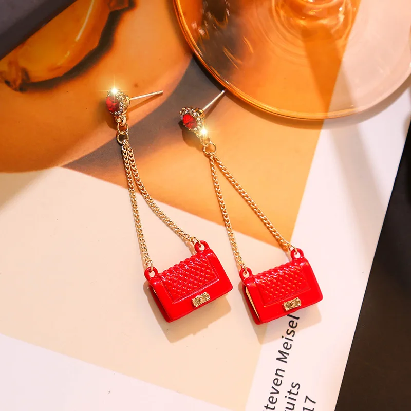 Unique Design Women Bag and High-heeled Shoes Earrings for Rhinestone Long Drop Christmas Party Korean Jewelry | Украшения и