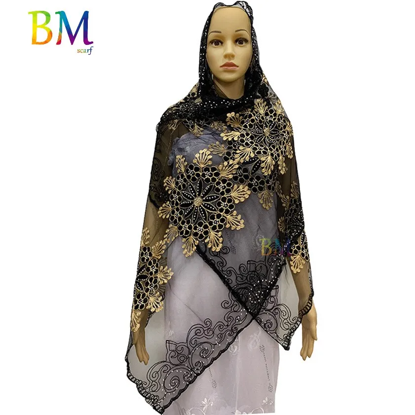 Африканская Женская шаль мусульманский женский шарф 200*50 см маленький из тюли для