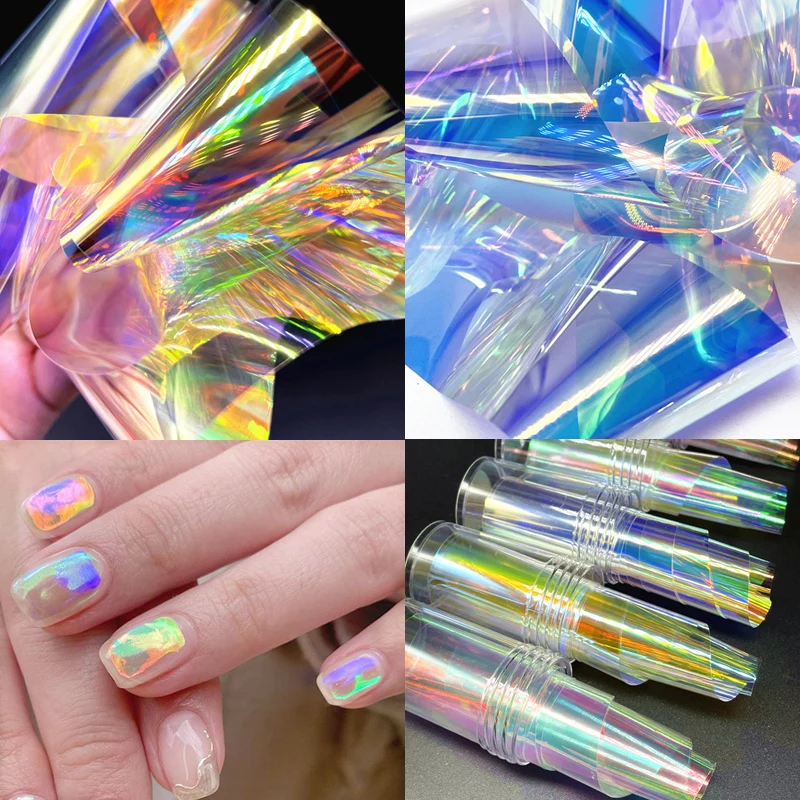 100 см/бутылка Aurora ногтей Стекло Фольга пленка Стикеры целлофан Бумага в Корейском