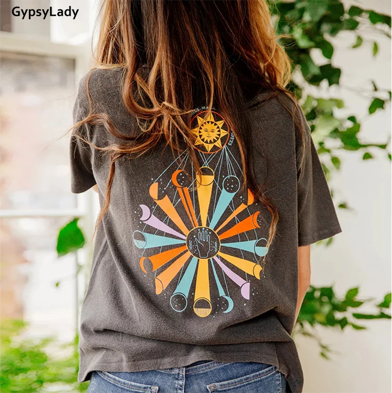 Gypsylady черная хлопковая футболка с коротким рукавом Винтаж рок н ролл