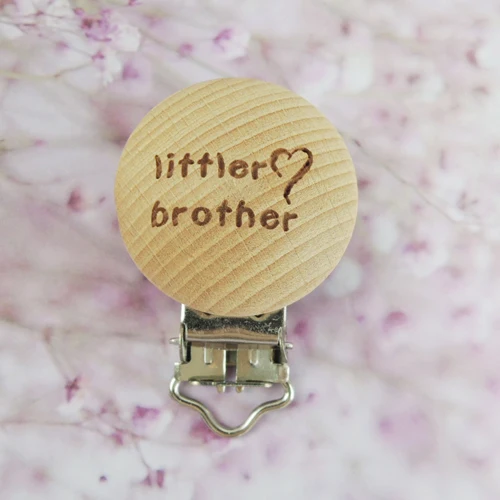little brother Moonpie 8 дизайн индивидуальные бука деревянные соски зажимы деревянный зажим Гравировка Звезда Сердце натуральный прищепка для соски - Цвет: little brother