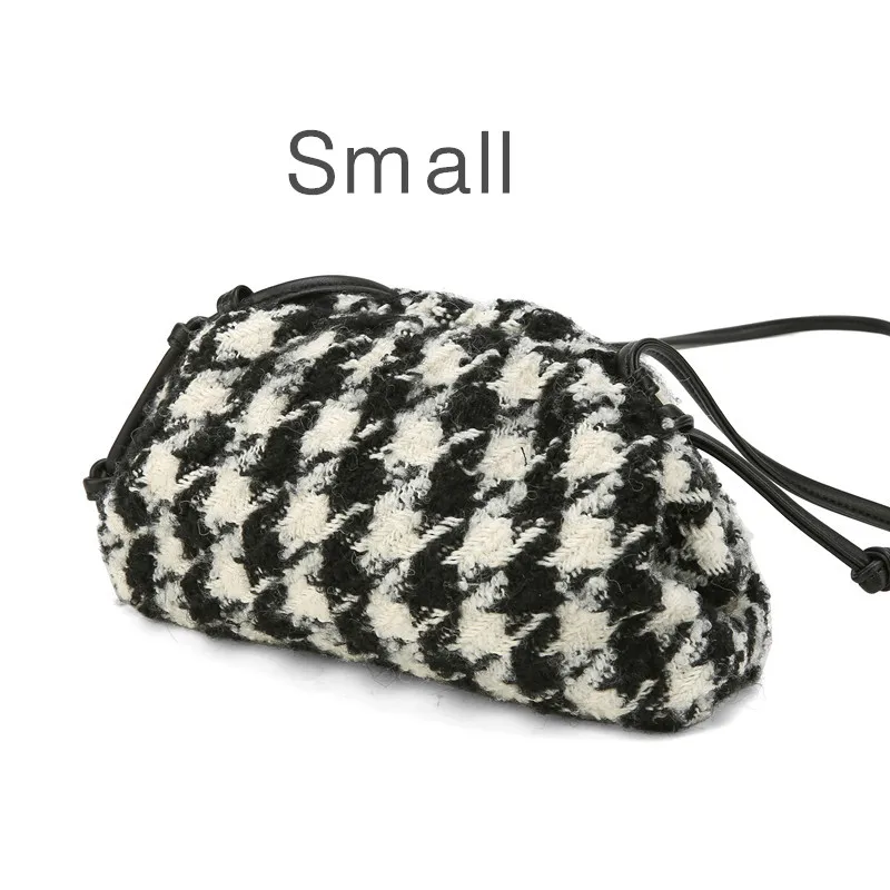 as page show Day clutch tweed Evening party purse bag women large big small ruched pillow bag winter houndstooth plaid canvas pouch handbag - Цвет: as page show