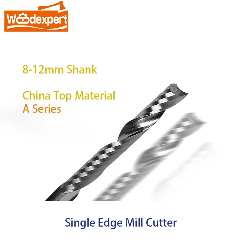 

10PCS 8/10/12mm CNC Router Bits End Mill Flat Nose 1/Single Flute Spiral Upcut Milling Cutter for Wood Carving Acrylic ABS