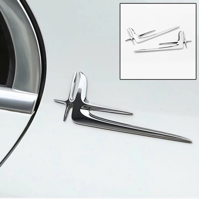 

2Pcs Lengthened Standard Sticker Silver Replacement Accessories Trim Parts