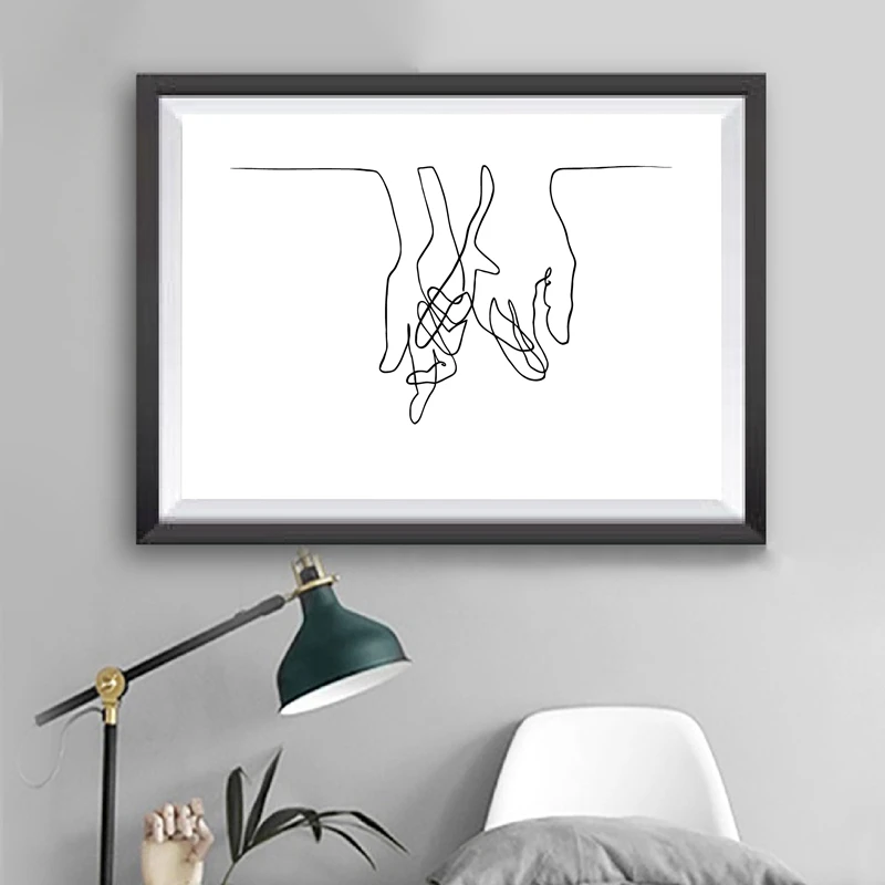 Картина из линий влюбленных вдохновленная Пикассо современный плакат печать