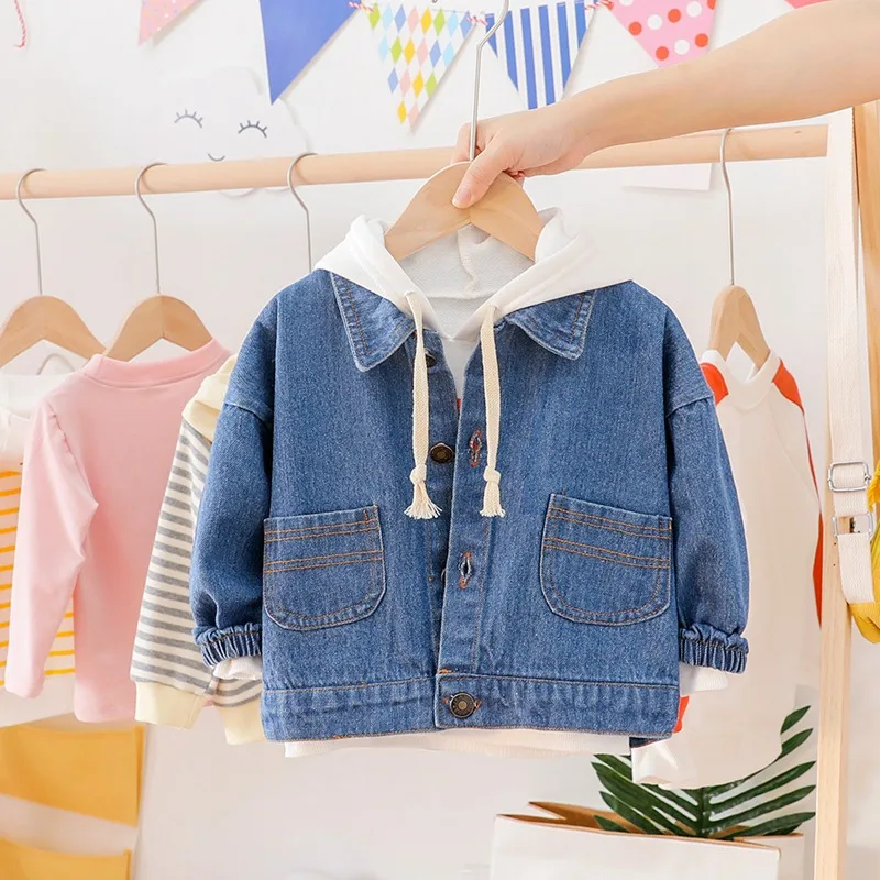 2019 Autumn boys cartoon lion print denim pocket long sleeve Coat Kids Children Infants Outwear Jackets Cardigan C2986 |