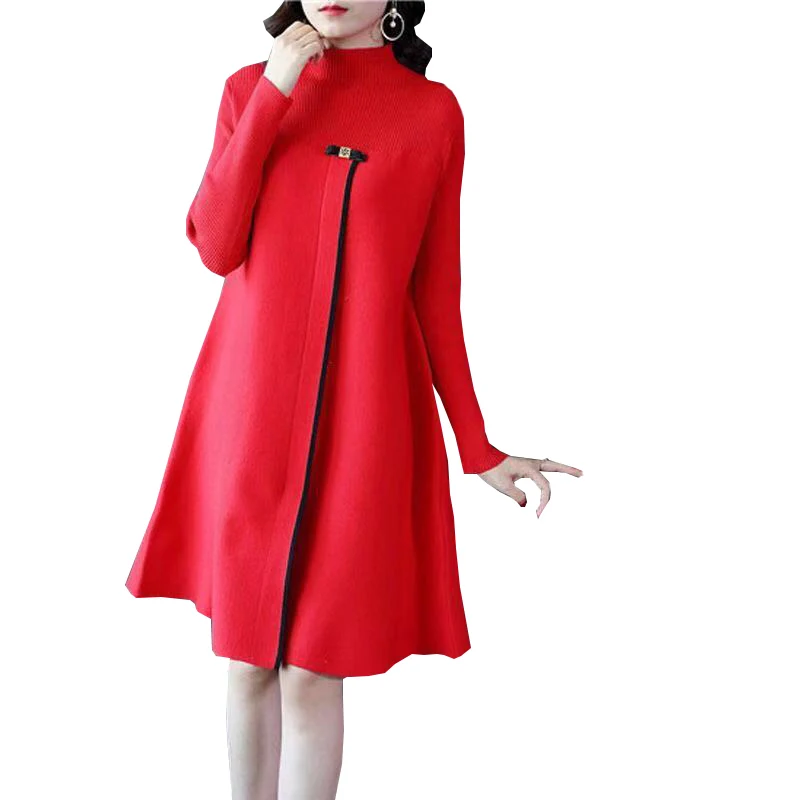 Новые осенне-зимние платья-свитеры женское модное Свободное длинное вязаное