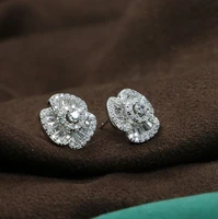 anglang fancy flower shaped stud earrings for women stylish versatile female accessories dazzling cz stone statement jewelry