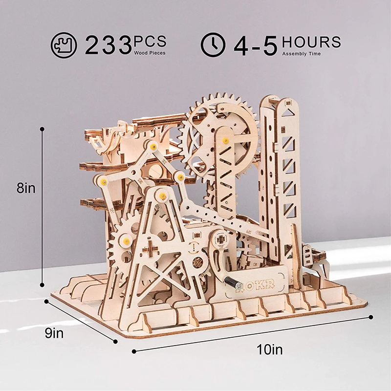 ROKR мраморная гоночная Беговая лабиринт шары трек DIY 3D деревянная головоломка модель американских горок строительные наборы игрушки для детей Прямая поставка
