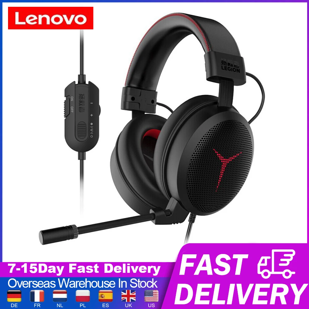 

Lenovo Y480 Wired Gaming Headset USB Wired Headset Vibration 7.1 Surround With Detachable Mic Professional Headphone For Game