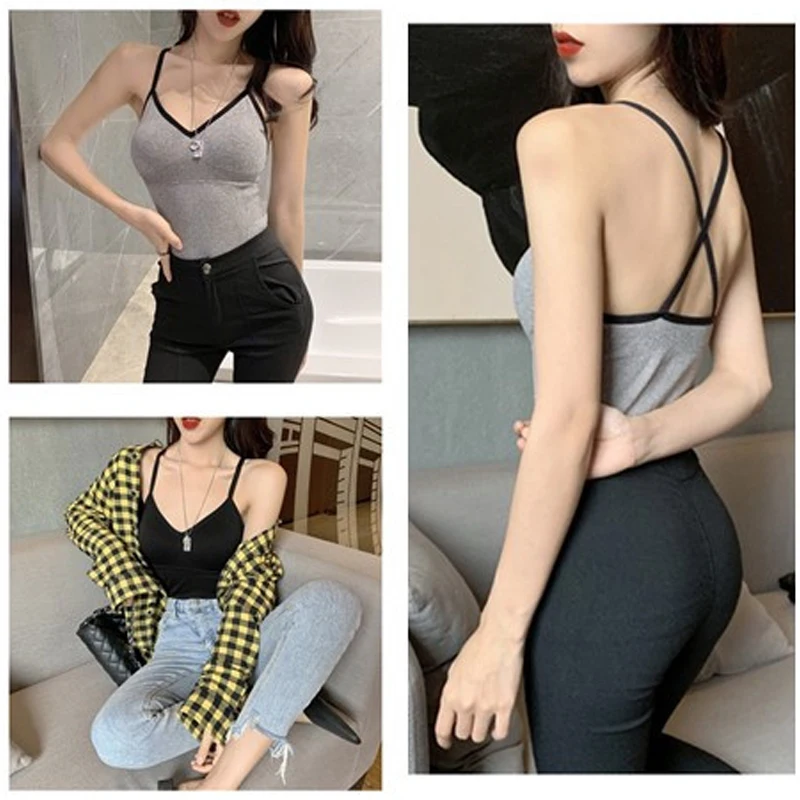 

New Latin Dance Clothes For Women Sexy Sling Black/Gray Tops With Chest Pad Female Practice Clothes Rumba Dance Costumes DQL3456