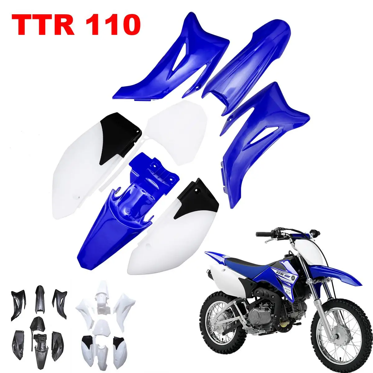 

Motorcycle Plastic Fairing Fenders Number Plate Shrouds Side Panels For YAMAHA TTR110 TTR 110 2008-2015 110CC-150CC Dirt Bike