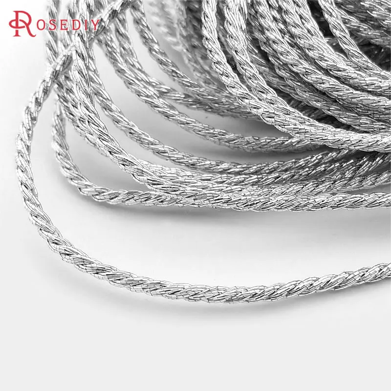 Silver color T12967), 5 метров, Диаметр 2,5 мм, 3,5 мм, золотой цвет, серебристый цвет, шелковые нити, витые шнуры, веревка, аксессуары для самостоятельной сборки - Цвет: Silver color
