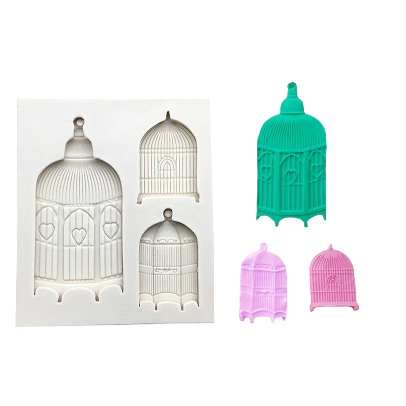 

Wholesale 10 pcs/lot Birdcage Silicone Mold Sugarcraft Fondant Cake Decorating Tools Cupcake Chocolate Baking Mold