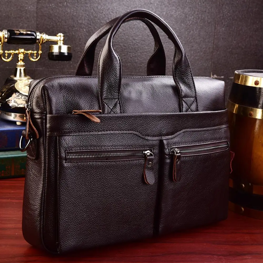 business laptop bag men genuine leather handbags male leather travel briefcases men high quality cowhide leather messenger bags free global shipping