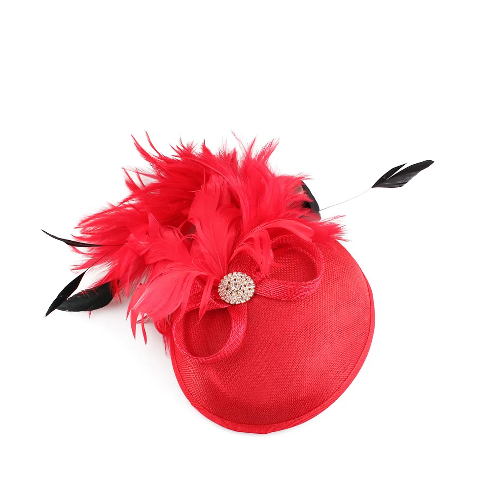 

Vintage Red Fascinators Hats Headbands Weddings Elegant Women Derby Church Headwear Party Dress Imitation Sinamay Headpiece