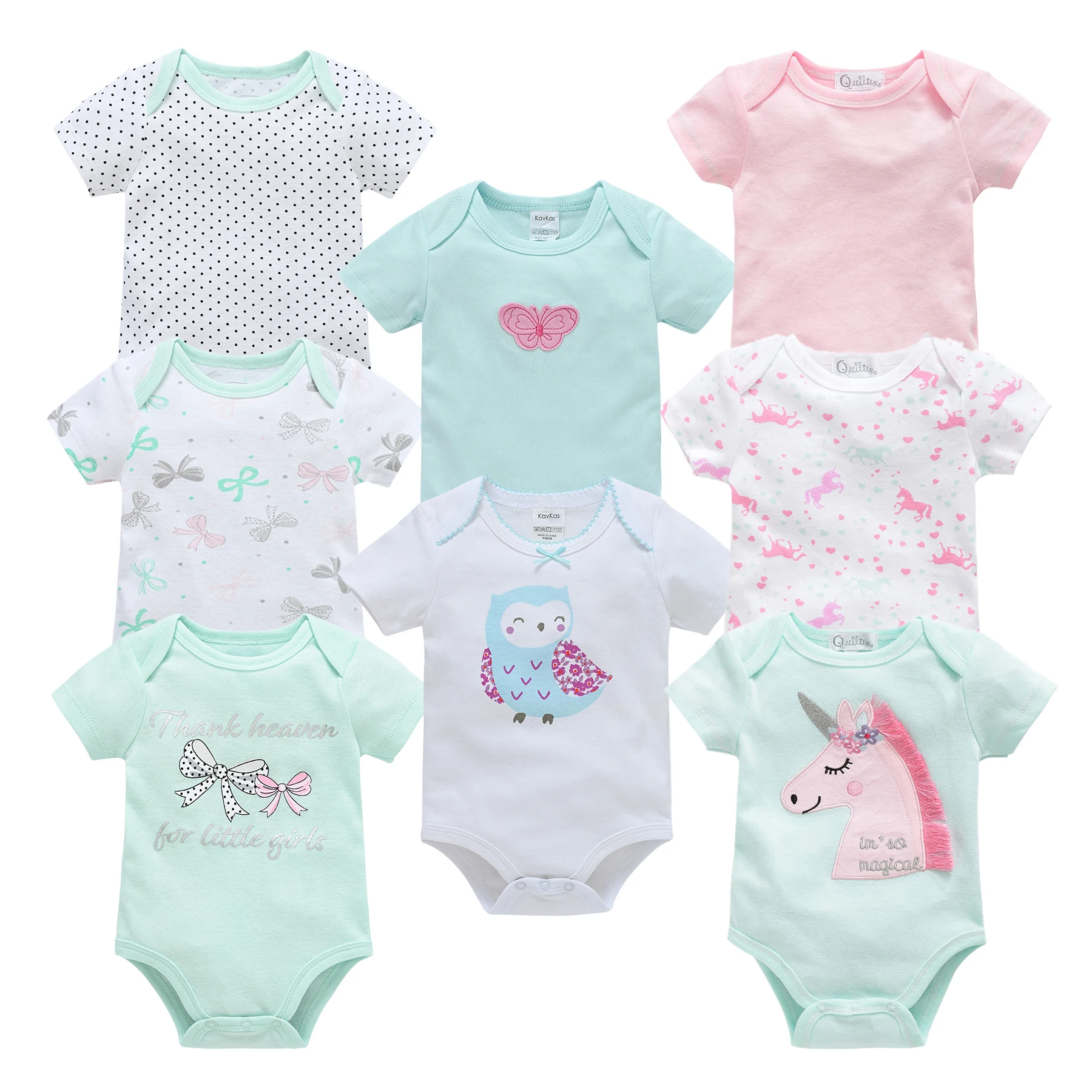 

Honeyzone Summer Romper 8pcs Baby Girl Clothes Ropa De Bebe Cute Cartoon Print Jumpsuit Toddler Short Sleeve Body Bebe 0-12month