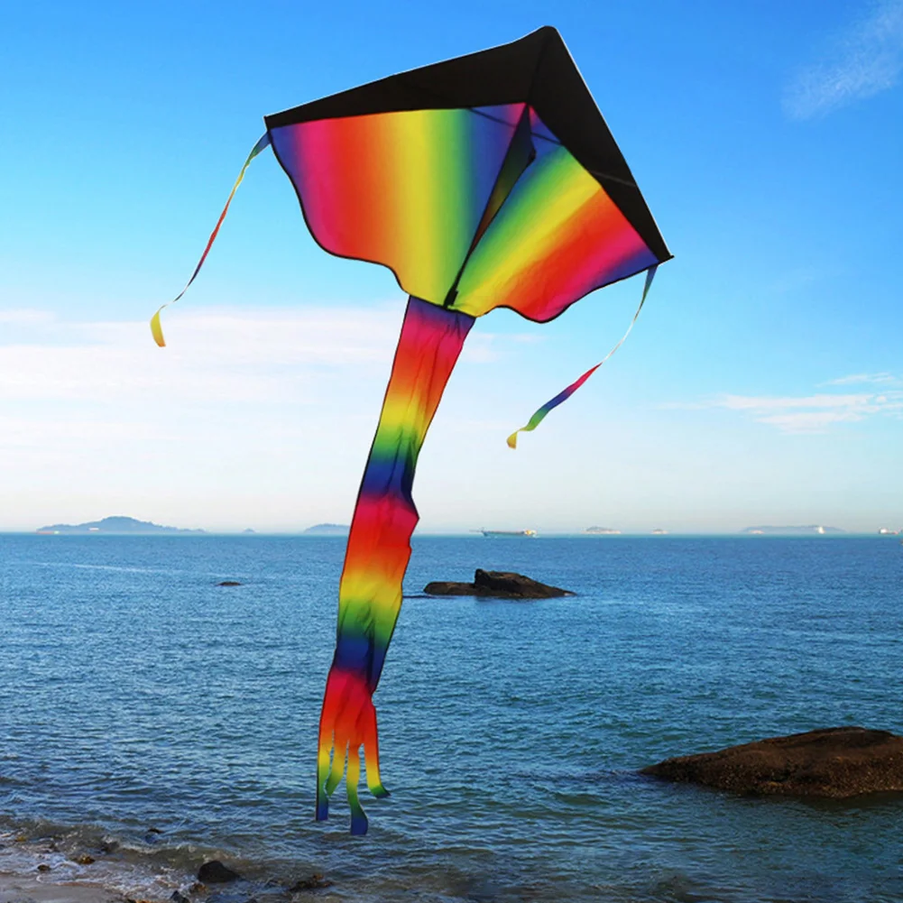 

Park Garden Home Durable Colorful DIY Rainbow Outdoor Playing Lawn Tools Triangle Kite
