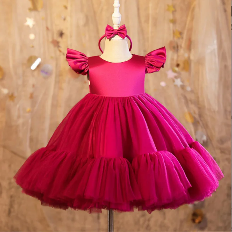 

2021 Princess Wedding Party Dress for Girls Tutu Evening Formal Dress Kids Dresses For Girls Ruffle Christmas Ball Gown Baby Clo