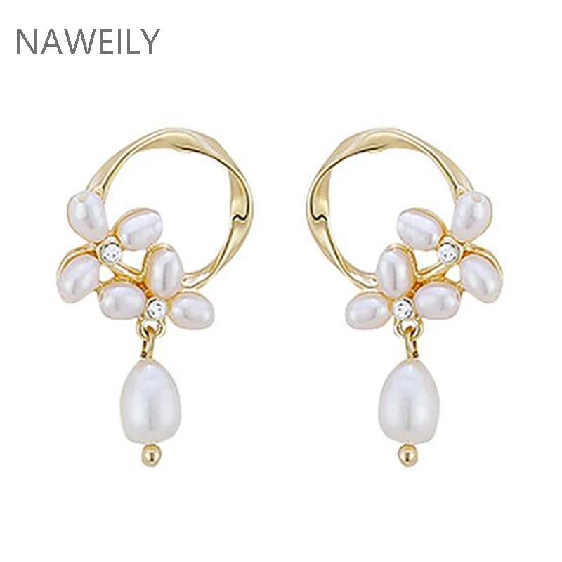 Заявление пресноводные жемчужные серьги 14k позолота в форме цветка шикарные