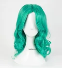 Парик для косплея Сейлор Нептун Kaiou Michiru, Длинные Зеленые кудрявые термостойкие волосы, парик с шапочкой
