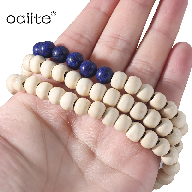 OAIITE 8 мм полудрагоценные драгоценные камни деревянное искусственное ожерелье