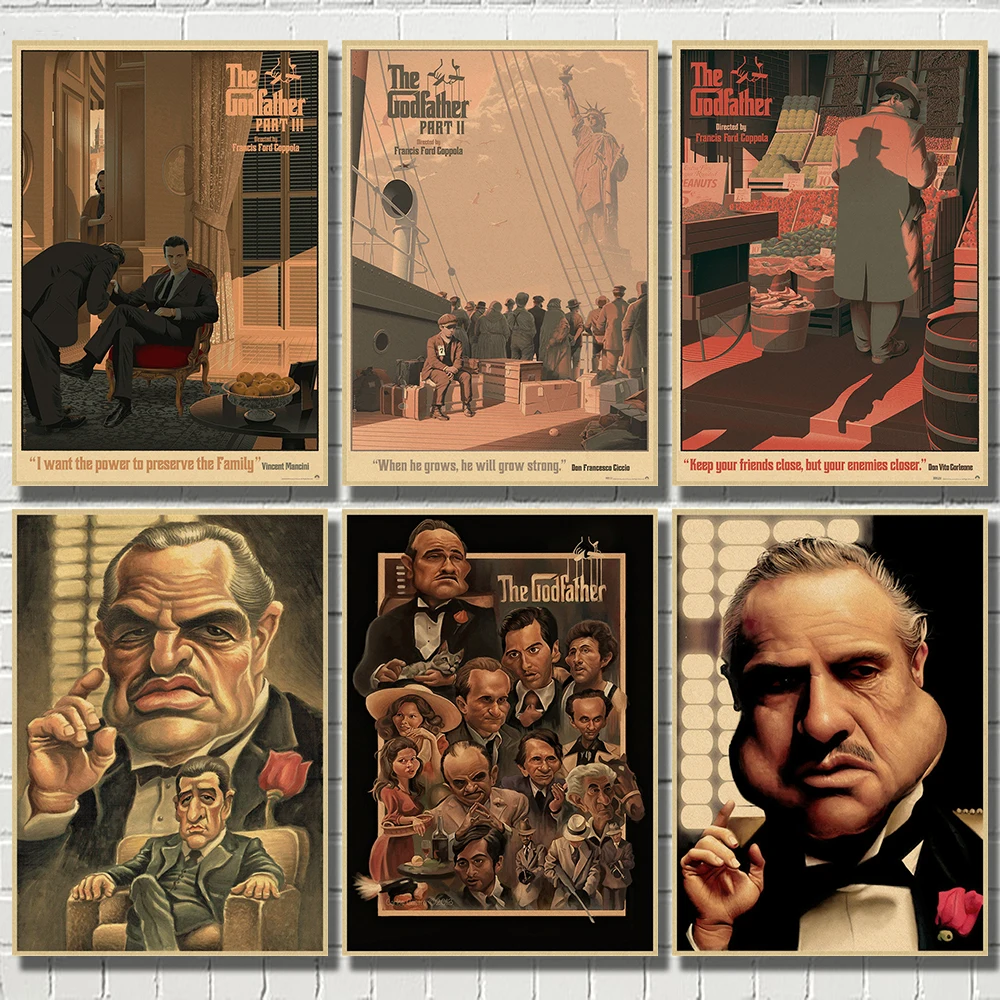 Классический Гангстерский фильм Крестный отец постер старая видео комната