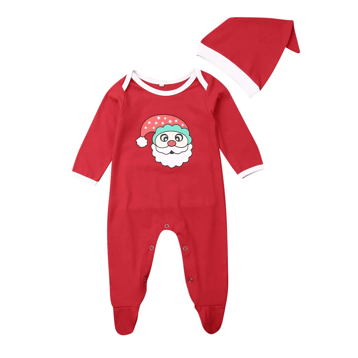 B Emmababy Toddler Baby Girl Boy Christmas Romper Jumpsuit Hat Autumn Winter Outfit Clothes - Цвет: B