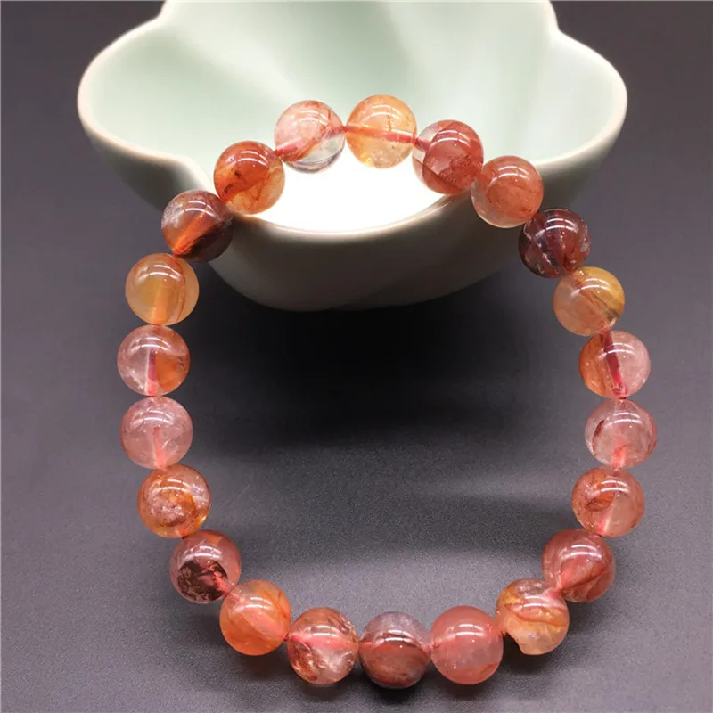 

Natural Red Glue Flower Crystal Bead Bracelet Men's and Women's Healing Power Stone Jewelry Yoga Elastic Bracelet