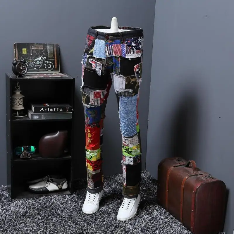 Осень Разделение совместных личность Для досуга джинсы мужской нищий длинные