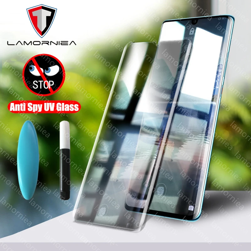 Закаленное стекло Lamorniea 3D с защитой от шпионов для Huawei P30 Pro УФ защиты экрана