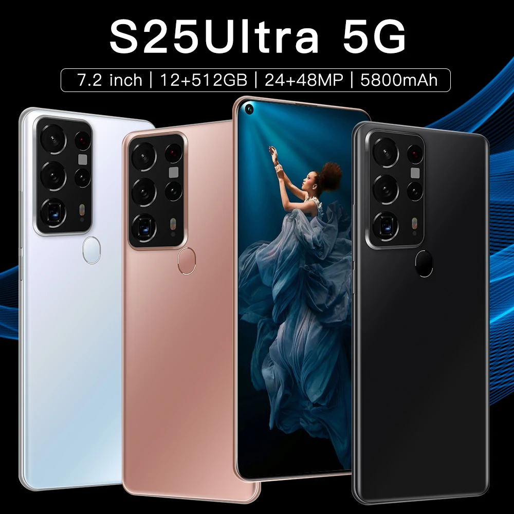 

Global Version 7.2 Inch Galxy S25Ultra 12GB 512GB 24+48MP Andriod 10 Smartphones Ten Core MTK6889 Dual SIM 5G Really Cell Phone