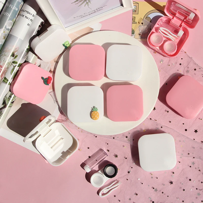 

Women Men Travel Portable Contact Lens Case With Mirror Cute Fruit Contact Lenses Container Kit Holder Lenses Storage Box