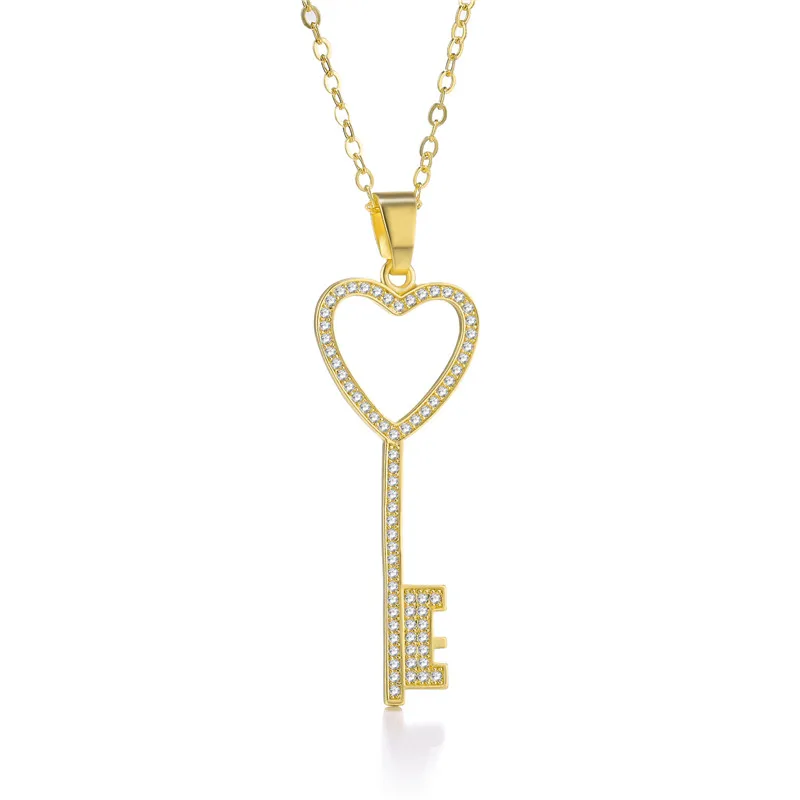 Gold Juya Micro Pave Циркон модное индийское ожерелье с подвеской в виде ключа для женщин девочек подарок для свадьбы дня рождения ожерелье поставки - Окраска металла: Gold