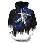 Толстовка МужскаяЖенская с длинным рукавом, свитшот с 3D принтом астронавта и космоса, черный спортивный костюм с капюшоном, пуловер, топы, Забавный дизайн
