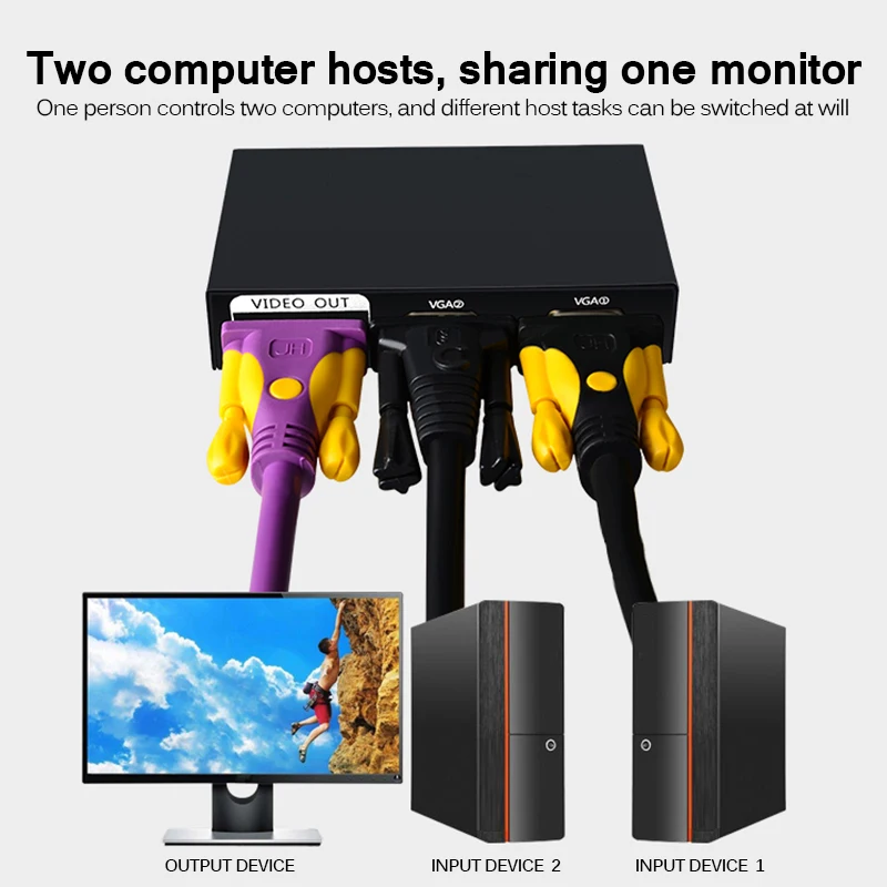 2 в 1 выход Mini Port VGA Селектор для VGA/SVGA ручной селектор переключатель сплиттер ЖК