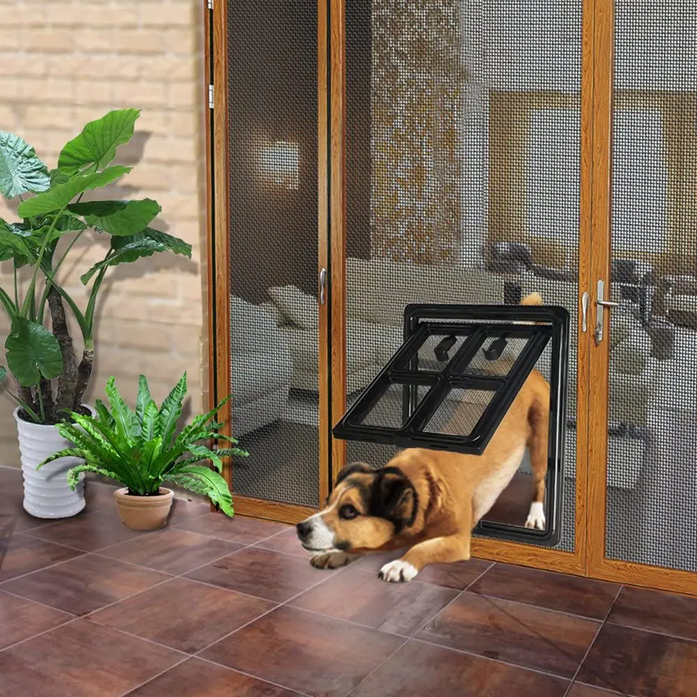 plastic pet door for screen door protector dog sliding screen doggy door with flap automatic close lockable cat door screen gate free global shipping