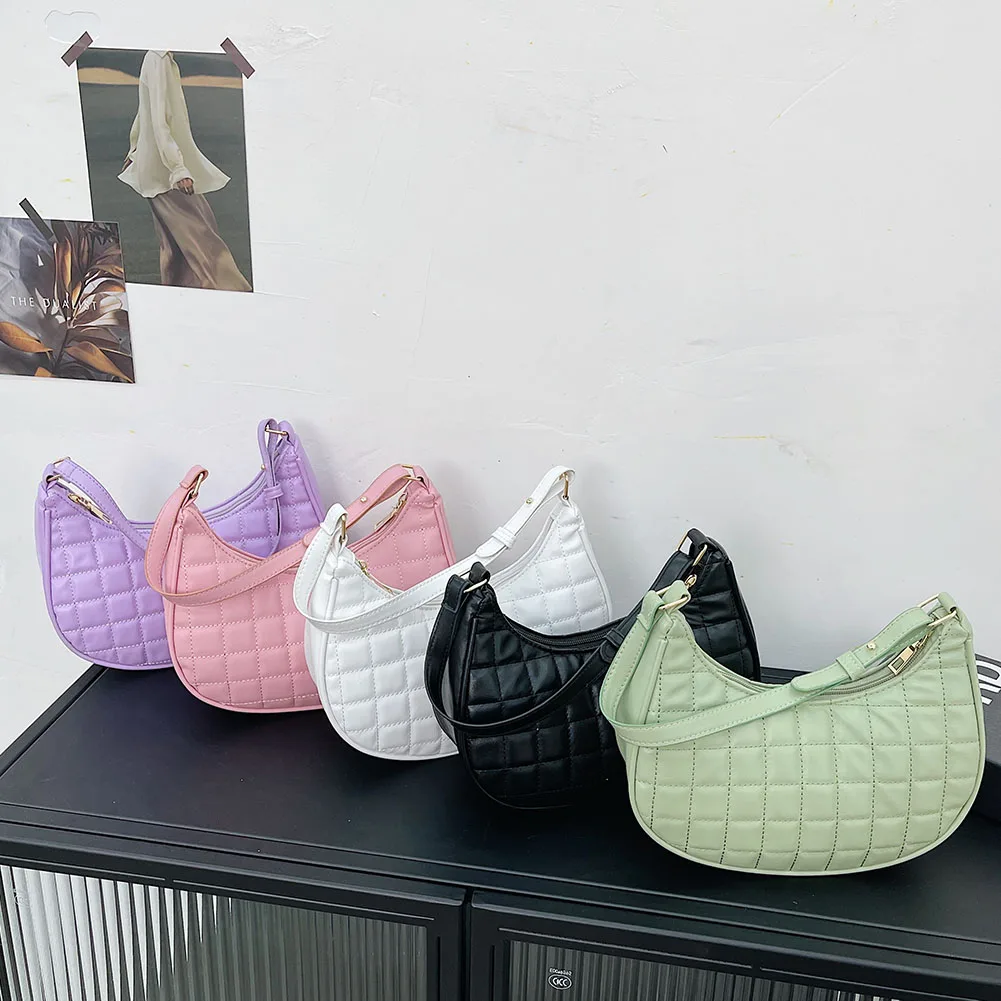 

Модный женский кошелек с узором в клетку, из искусственной кожи, маленькая сумка-хобо на плечо для подмышек, женская модная сумка для сотово...