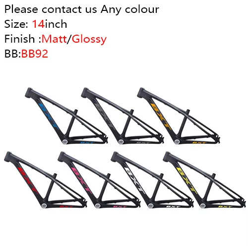 color 2 BXT 26er MTB рама 16/14 дюймов труба из углеродистого волокна 3K Матовая/glossy ultra светильник детей рамы велосипеда 26 углерода дети рамка+ гарнитура+ зажим+ BB92 - Цвет: color 2