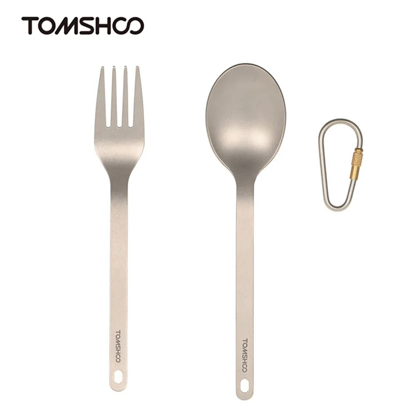 TOMSHOO походные титановые спортивные столовые приборы, походная посуда, столовые приборы, столовые приборы, набор посуды с мешком для хранения, кемпинг, на открытом воздухе