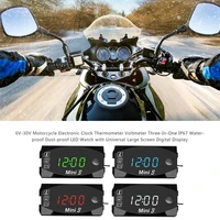 motorcycle electronic clock thermometer voltmeter ip67 dust proof led watch digital display universal motorbike accessories