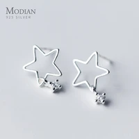 modian dazzling zircon lovely hollow out simple star 925 sterling silver stud earring for women korea style fine jewelry bijoux