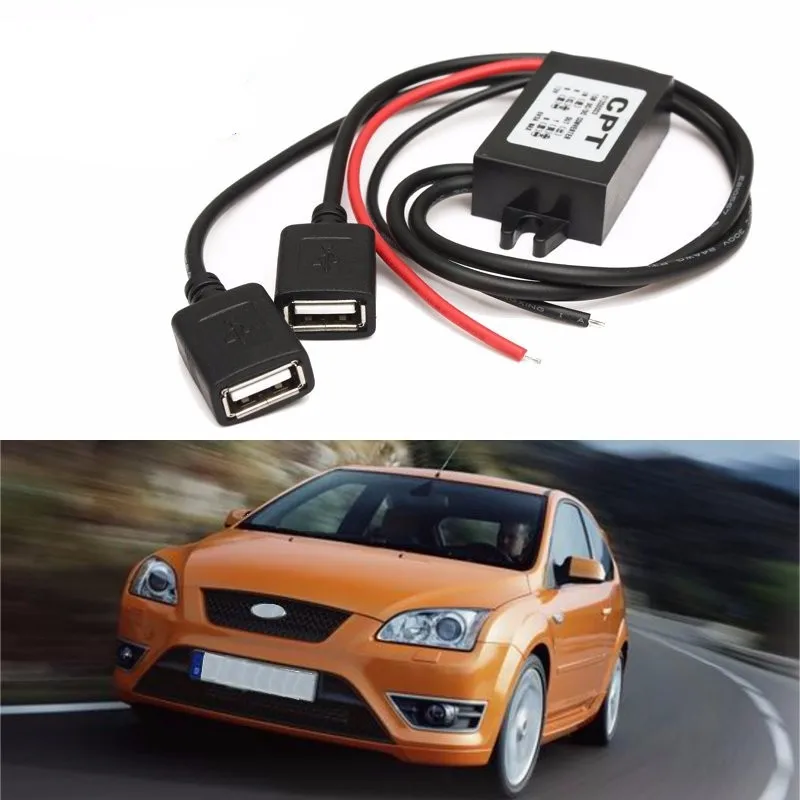 Адаптер питания Autoleader с 12 В на 5 двойной USB адаптер конвертер кабель модуль разъем