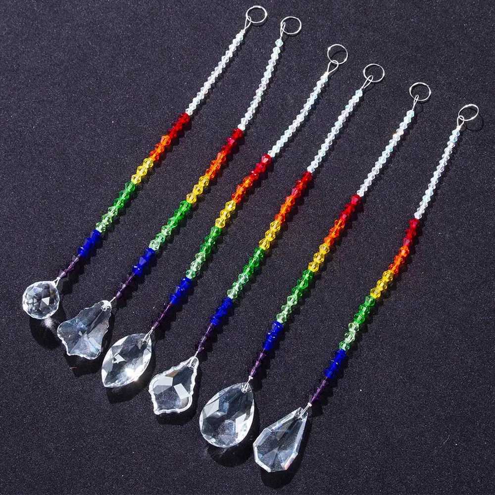 Набор из 6 кристаллов для люстры H &amp D витражные украшения на окно радужные