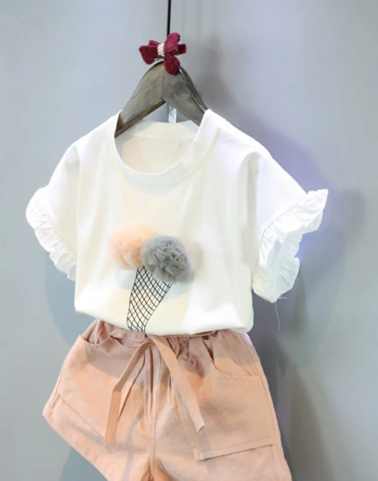 Спортивные костюмы для девочек комплекты одежды летняя повседневная футболка с