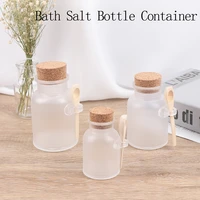 100200300g bath salt bottle round cosmetic empty matte cork jar women mask facial container refillable bottles with wood spoon