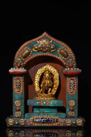 9tibetan temple collection old bronze gilt mosaic gem dzi bead vajra bodhisattva buddhist altar ornaments town house exorcism